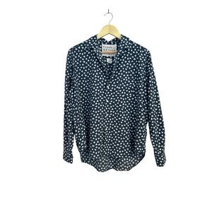 Frank & Eileen Eileen Navy White Hearts Cotton Button Down Size Small